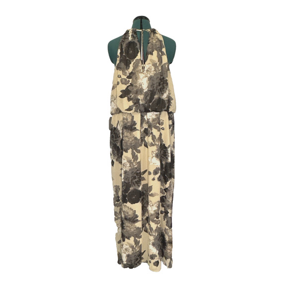 NWT ELIZA J Floral Print Halter Chiffon Maxi Dress Gold Chain Collar NO SASH 24W - Picture 5 of 11